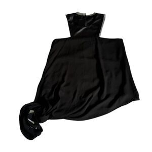 ATINA CRISTINA Sleeveless Halter Neck Black Sheer Top, Size XS